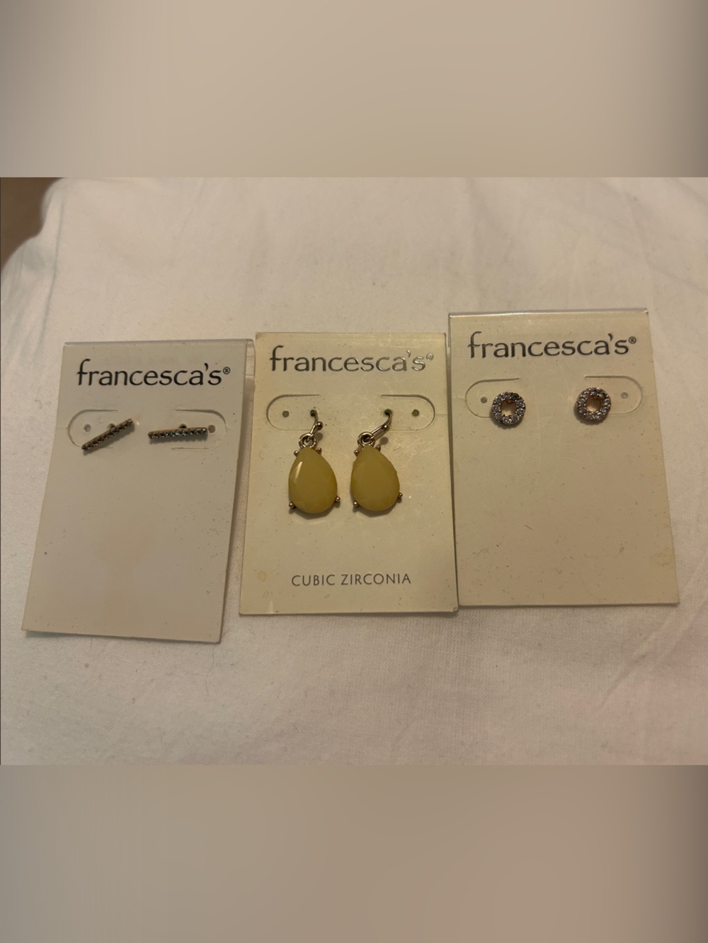 Francesca's Collections Yellow Teardrop and Silver Stud Earring Trio